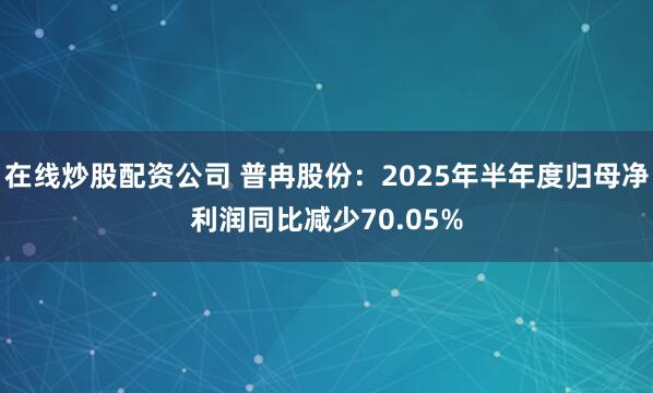 在线炒股配资公司 普冉股份：2025年半年度归母净利润同比减少70.05%